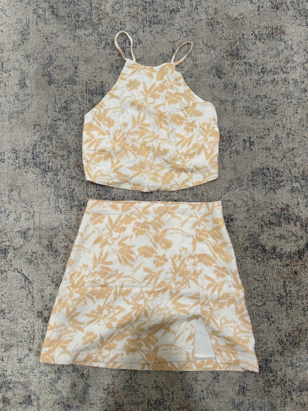 Abercrombie & Fitch Cream and Tan Floral Skirt Set